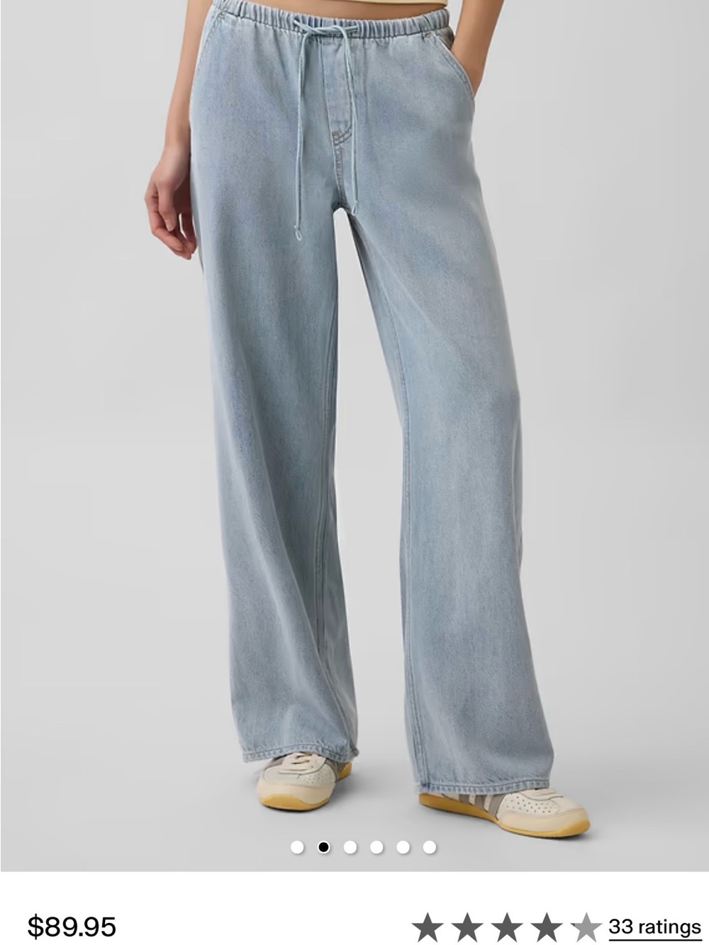 NEW with tag GAP Light Blue Wide Leg Jeans with Drawstring Waist